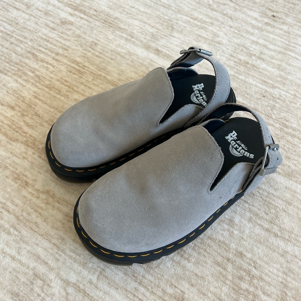 Dr. Martens Gray Suede Slingback mules Clog W9/ M8 pre owned